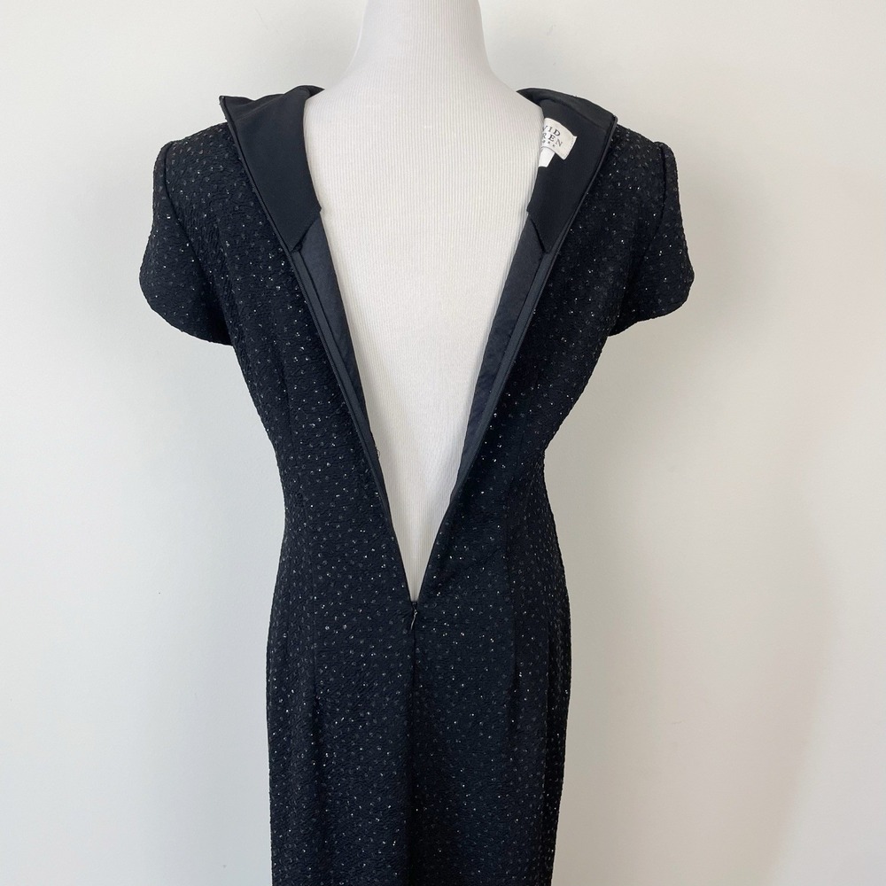 David Warren Black Glitter Column Gown Dress Formal Prom Slit Sz 10 Hourglass - Picture 5 of 10